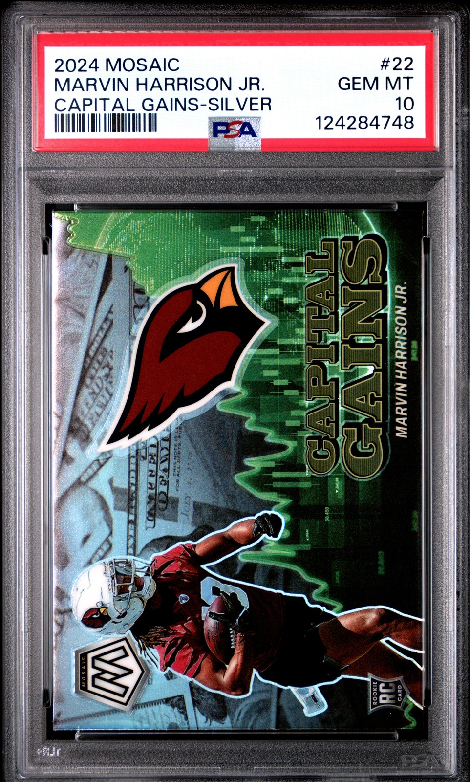2024 Panini Mosaic Capital Gains #22 Marvin Harrison Jr. Silver Prizm RC PSA 10