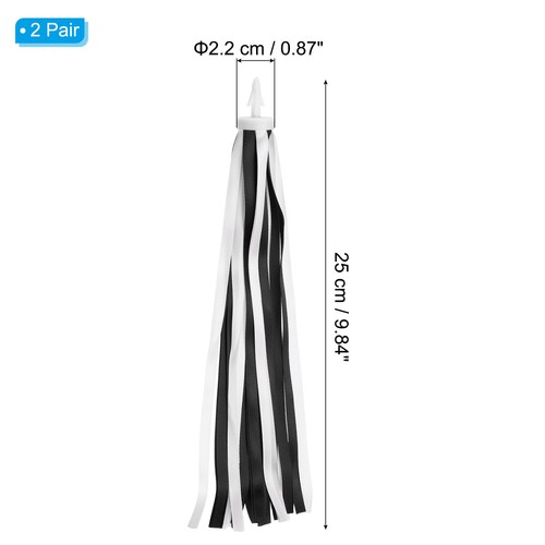 2 Pair Bike Streamers, Scooter Handlebar Tassels Grips Ribbon, Black White - Picture 2 of 6