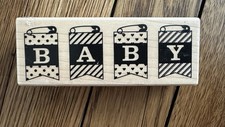 Baby Wooden Rubber Stamp, New, 1.5  X 4  