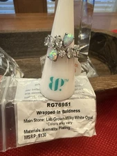 Bomb Party Ring Sz6 Wrapped In Boldness Lg Opal Hematite Plating