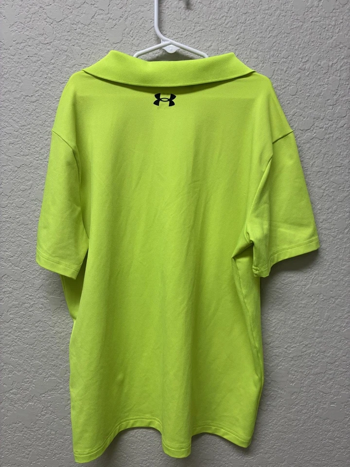 Camisa polo Under Armour para hombre amarillo neón talla YLG Foto 4 de 4