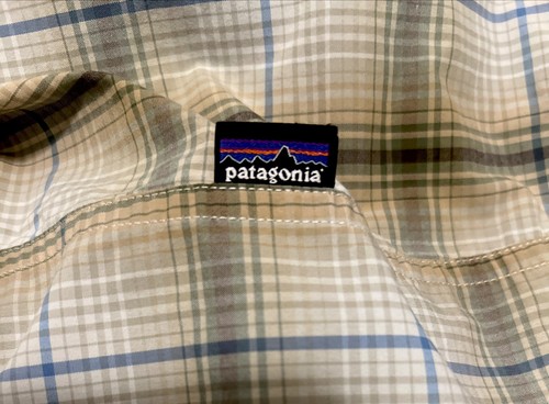 Patagonia Herren Langarm Hemd Herren Größe XL Gone Again beige creme kariert Nylon - Bild 4 von 4