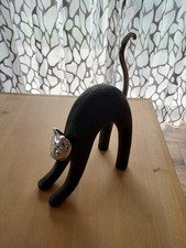 Deko Katze schwarz silber
