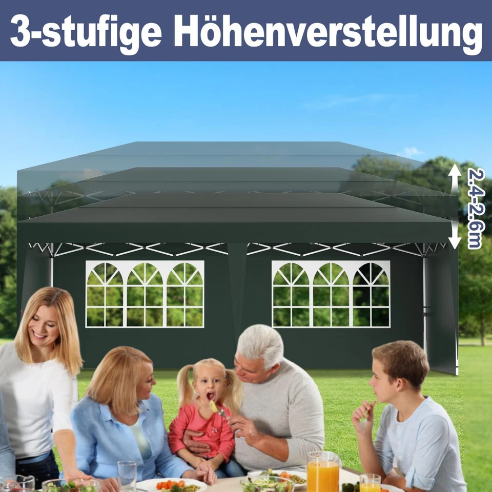 Faltbar Faltpavillon 3 x 6 m Pavillon UV Gartenzelt Partyzelt Stabil Wasserdicht - Bild 4 von 4