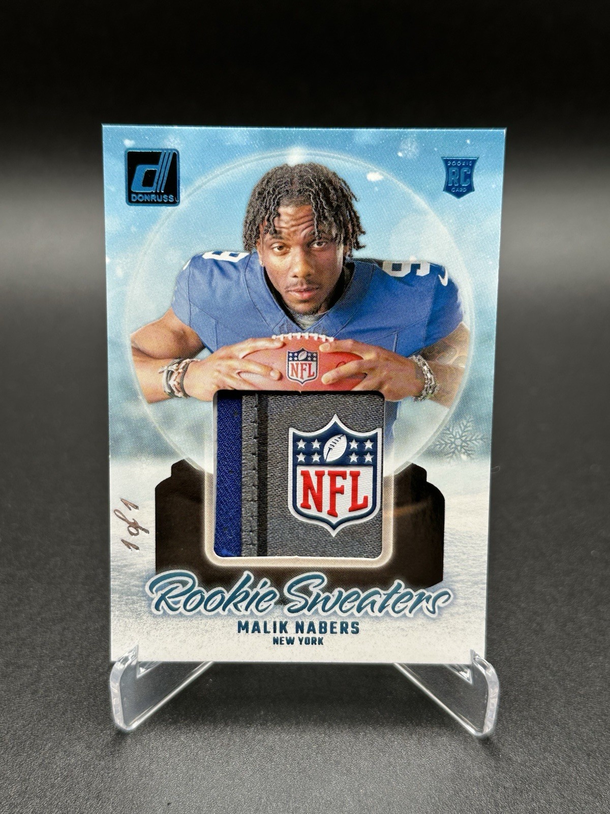 Malik Nabers Panini Donruss Rookie Holiday Sweater #RHSMNA Shield 1/1
