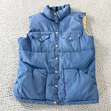 Vintage The North Face Sierra Down Vest Mens Large Blue Snap Front Made USA 70s