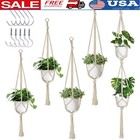 5 Pack Macrame Plant Hangers Indoor Hanging Holder W/ S Hooks Ceiling Hook Nails