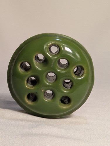 antiker Made in Japan grüner Blumenfrosch 11 Loch gut gemacht schwere Keramik Keramik - Bild 1 von 9