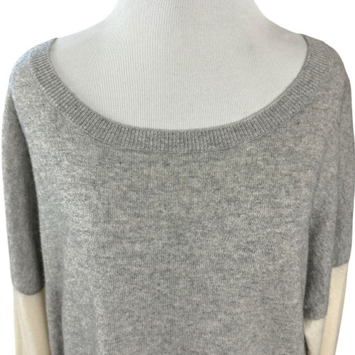 Vince Color Block Wolle Kaschmir Bateau Pullover Small Oversized Boxy Grau Creme - Bild 7 von 13