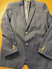 Class Club Gold Label Navy Blue Wool Blend 2-Button Sport Coat Blazer Size 18