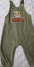 Vintage Disney Baby Boy Size 18 Months Lion King Simba Corduroy Overalls  