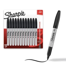 Sharpie Permanent Markers, Fine Point, Black, 12 Count