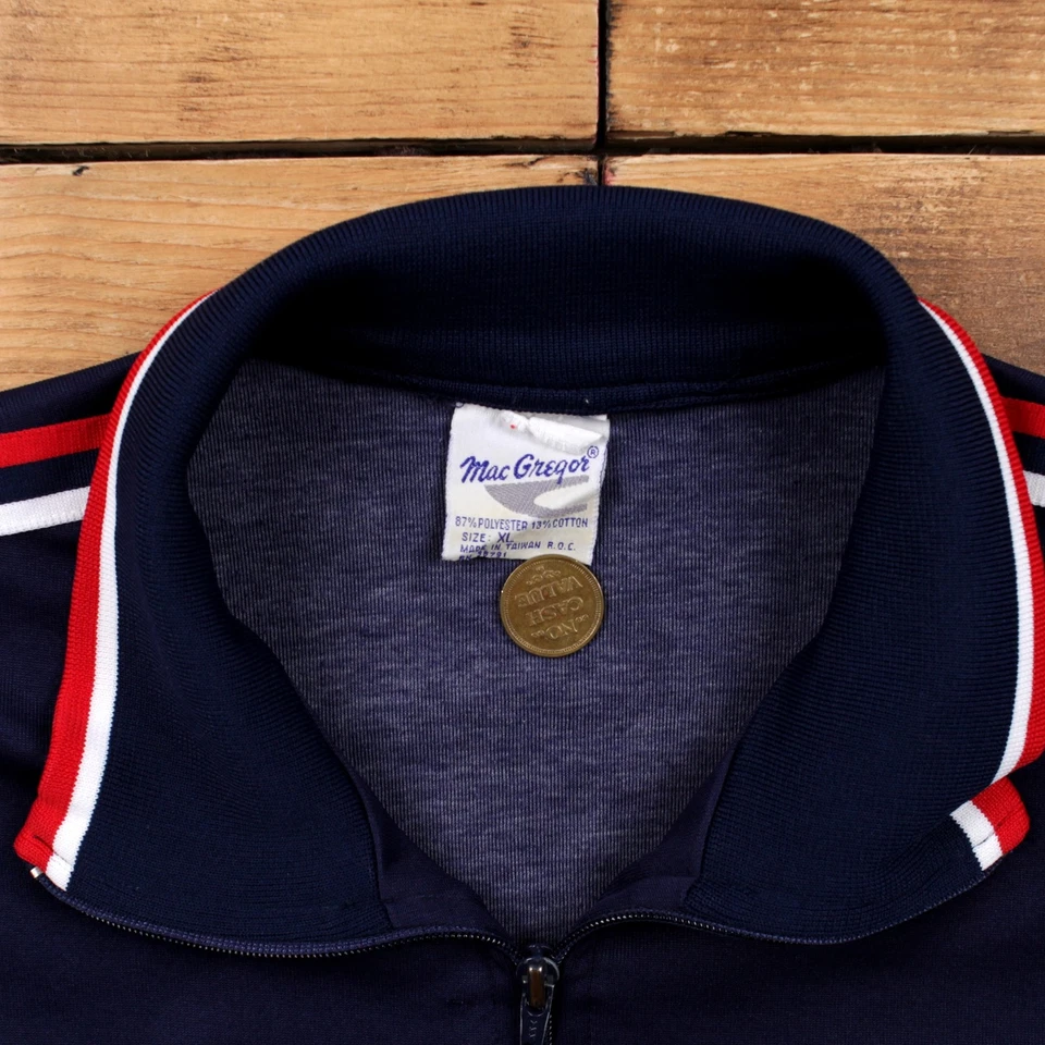 Vintage Macgregor Windbreaker Jacket XL 90s Track Striped Blue - Изображение 3 из 4