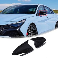 2x Exterior Mirror Covers ABS Gloss Black Horn Style For Hyundai i30 18-21