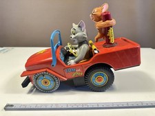 Masudaya Vintage Tin Toy TOM & JERRY COMIC CAR Jeep 27.5cm Showa Retro [Read]