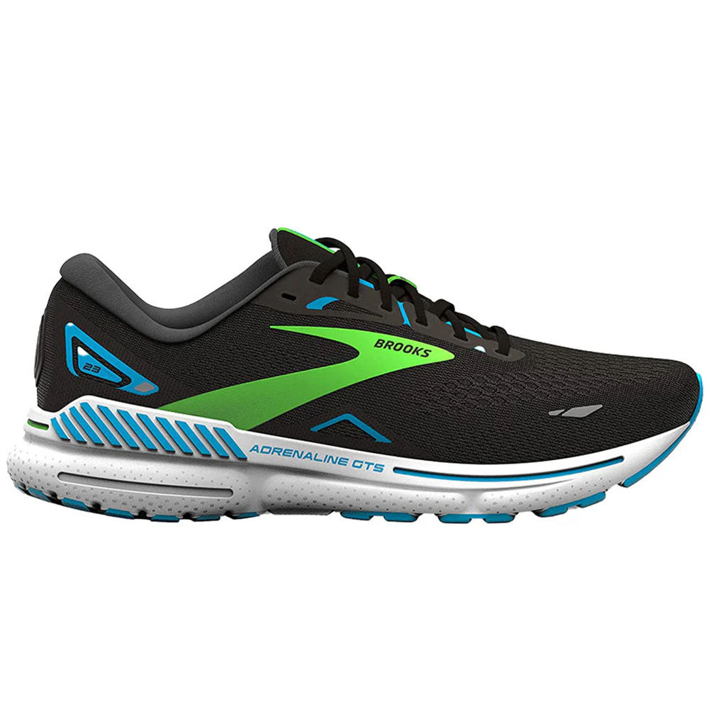 Мужские кроссовки Brooks Adrenaline GTS 23, Черный / Гавайский океан / Зеленый, 8 B, США