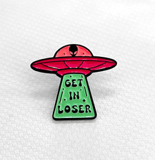 Listing image for Get In Loser UFO Enamel Pin | Alien Abduction Lapel Pin, Cute Pink Aesthetic
