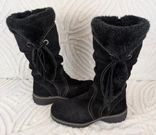 BARETRAPS WOMENS Belen BOOTS SHOES SIZE 8 M Leather Faux Fur Black