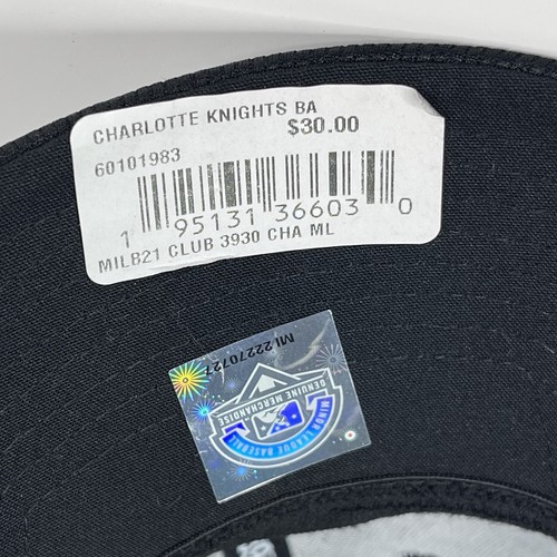 Charlotte Knights Hat Cap Black Large Minor League Baseball New Era 39 Thirty - Picture 9 of 13