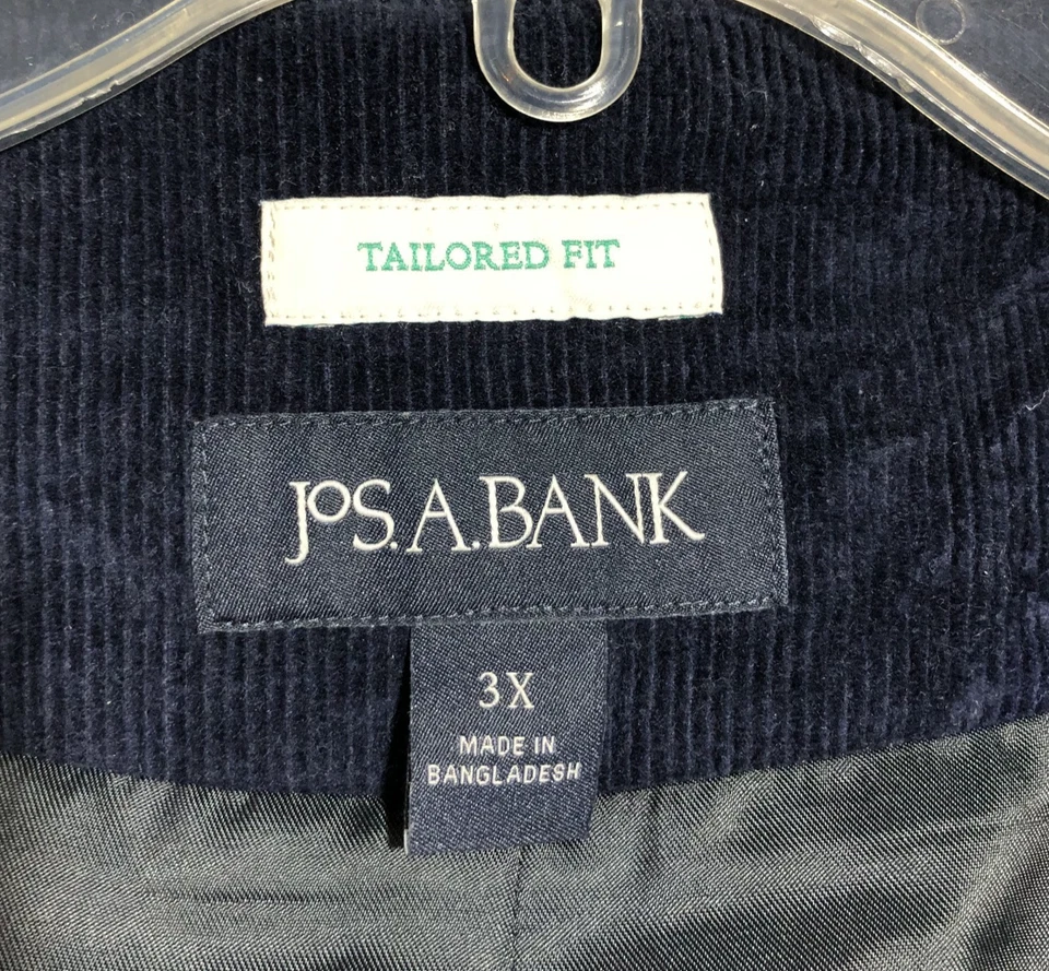 Chaleco Jos A Bank Para Hombres 3X Azul Marino Ajuste A Medida Pana Chaleco Forrado Foto 2 de 4