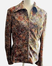 St John Sport Marie Gray Vintage Leopard Jacket Zip Animal Print 4 READ