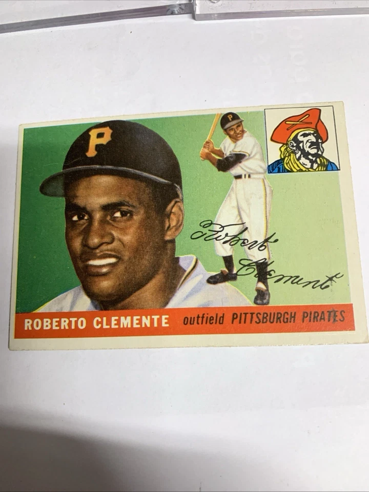 1955 Topps - Alto # Roberto Clemente #164 (RC). Frontal de palabras para impresora de tinta de error Foto 4 de 4