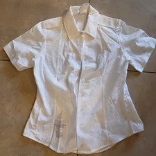 Defense Logistics Agency Military Shirt White Women's Tuck In 521 8R 34-1/2