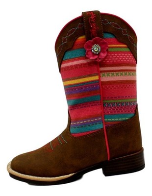 Blazin Roxx Western Boots Girls Camilla Striped Flower Brown 4449844