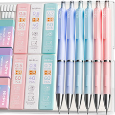 6PCS Pastel Mechanical Pencil Set, 0.5 Mm  0.7 Mm  0.9 Mm Cute Mechanical Penc