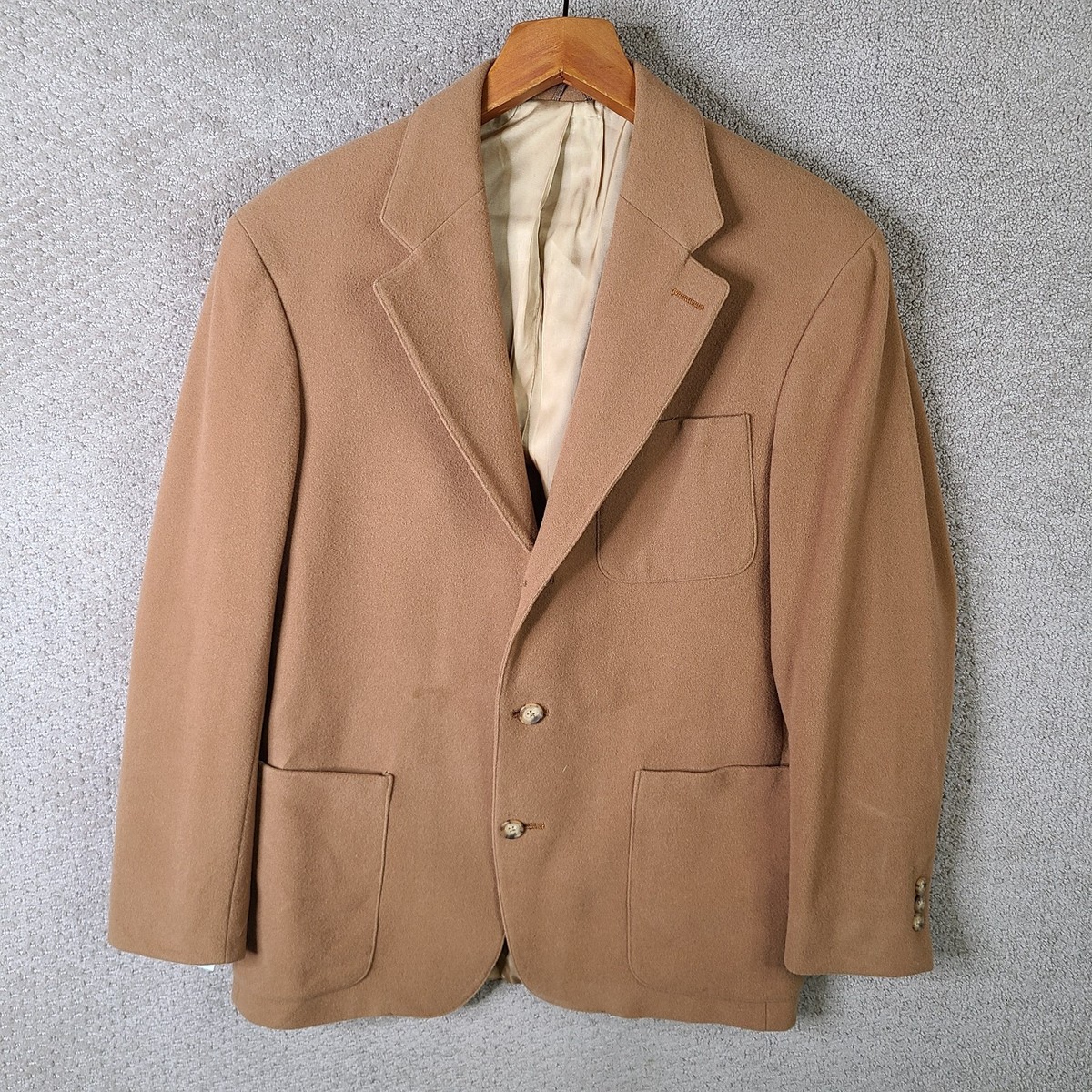 Vintage J Crew Jacket Mens Small Brown Camel Sport Coat Wool Cashmere Blend  USA