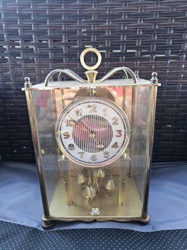 Orologio da mensola vintage Konrad Mauch torsione ottone tedesco non funzionante come da ritrovamento