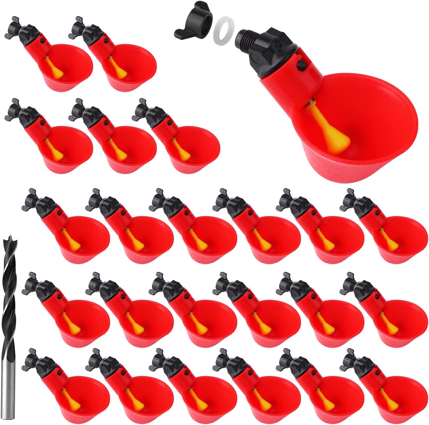 24Pcs Poultry Water Drinking Cups Waterer Chicken Drinker Hen Plastic Automatic