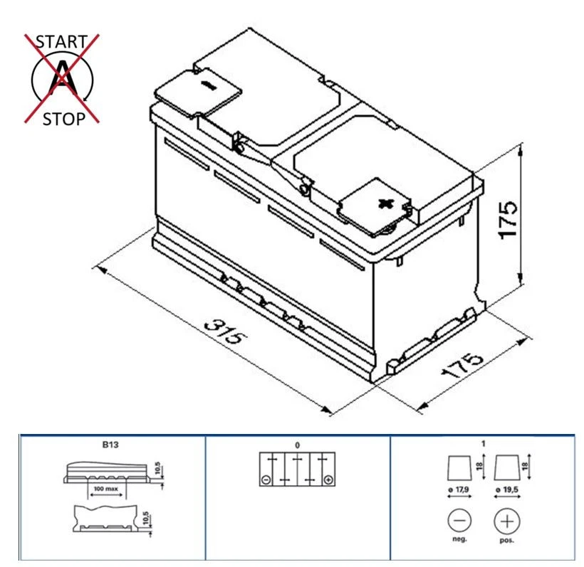Battery fits FORD FIESTA RANGER C-MAX B-MAX TOURNEO CUSTOM Bosch 110 New - Image 4 of 4