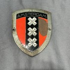 VINTAGE  AMSTERDAM Holland ENAMEL GRILL BONNET CAR BADGE 3”x2.5” BMW AUDI VW