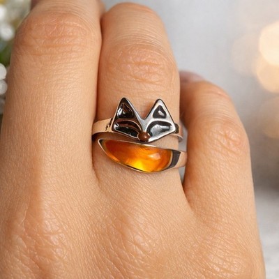 Ring Fuchs verstellbar Silber Fox cat Ring süßes Tier Ring Damen niedlicher Tier