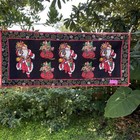 Christmas Table Runner Santa & Gift Bag Black Background 19 x 44 Quilted