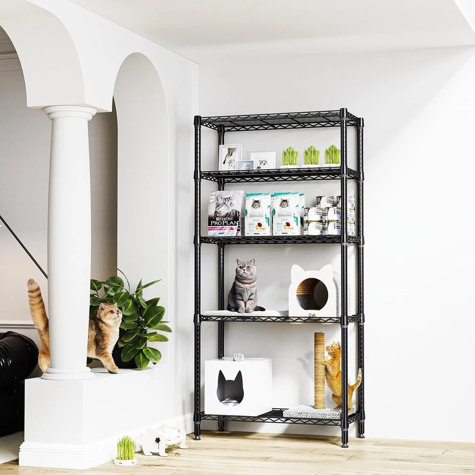 "Estantes de almacenamiento de metal que ahorran espacio - negros" Foto 4 de 4