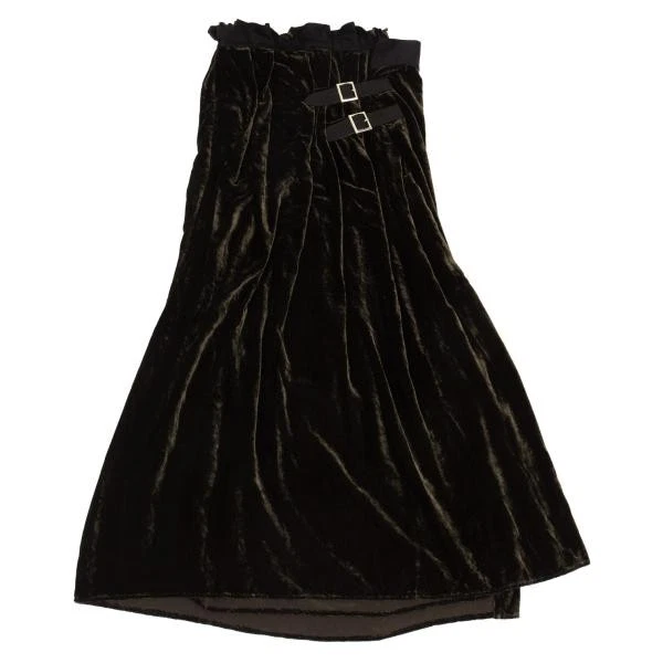 Yohji Yamamoto FEMME Waist Belted Velours Wrap Skirt Size 2(K-157729) - Image 2 of 4