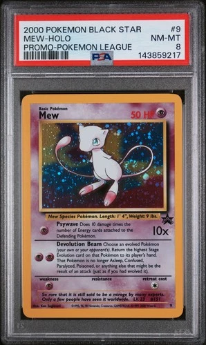 2000 POKEMON PROMO BLACK STAR POKEMON LEAGUE #9 MEW-HOLO PSA 8
