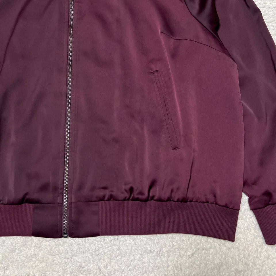 Chaqueta Lane Bryant Mujer 22 Púrpura Satén Abrigo Bomber Cremallera Completa Ligera Foto 2 de 4