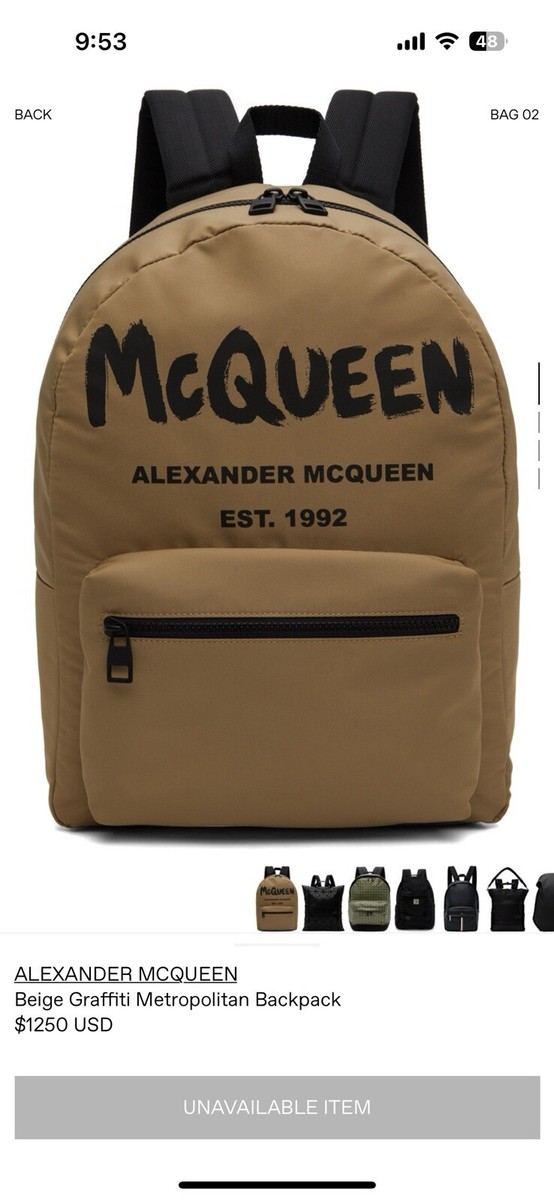 Alexander Mcqueen Graffiti Logo-Print Backpack Beige/brown | eBay