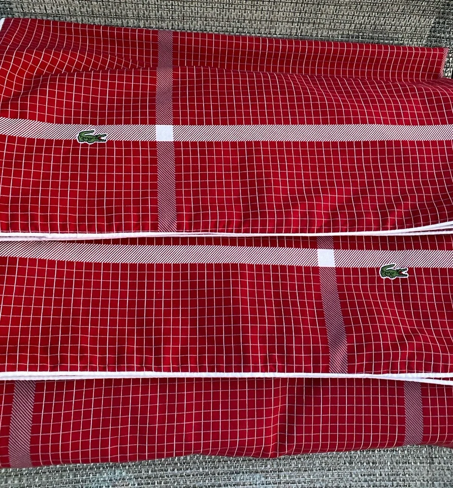 Juego de funda nórdica Lacoste rojo chile cambon 100 % algodón KING 3 piezas Foto 2 de 4