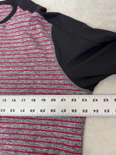 Lululemon Men's Surge Warm Crew Red Stripe Black Gray L/S Size XXL Stretch - Picture 6 of 12