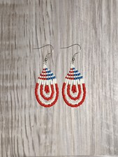 USA Flag Seed bead earrings, American, Independence day, Multi Colors, hand-made