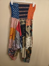 Women's TRIBE AZURE Colorful Boho Ethnic Patchwork Baggy Harem Pants S/M