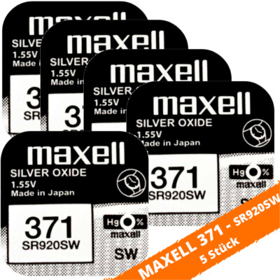 5 x Maxell 371 SR920SW SR69 AG6 605 280-31 RW315 SB-AN Uhren Batterie 1,55V