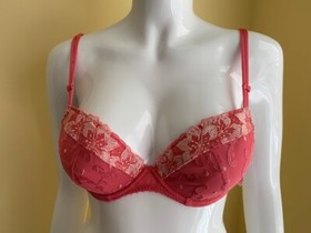 Aubade Wandering Love Plunge Push Up bra NWT Color Coral 30D