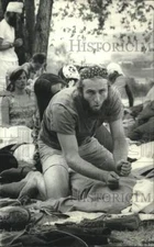 1972 Press Photo Bogi Bhajan's camp participants practice yoga outside in groups