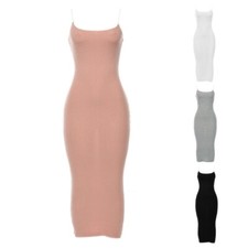 Womens Sleeveless Square Neck Dress Casual Spaghetti Strap Bodycon Maxi Dress