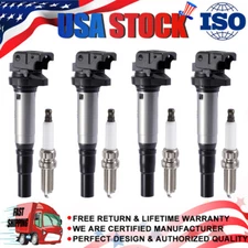 4x Ignition Coils + 4x Iridium Spark Plugs For 2007-2015 Mini Cooper 1.6L UF598
